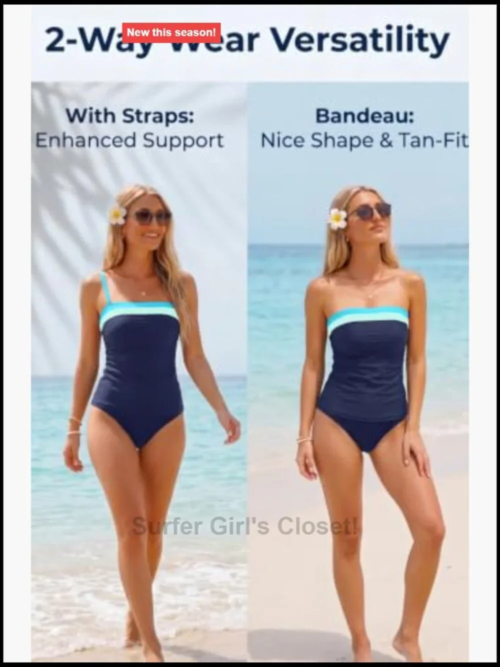 Strapless Tankini Swimsuits 2 Piece Tummy Control Tankini with Bottoms